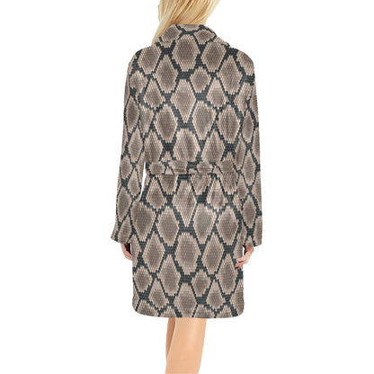 Snake Skin Design Print Women's Fleece Robe