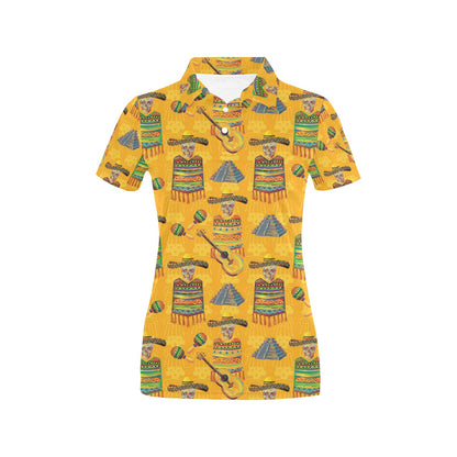 Maracas Mexican Style Pattern Print Design 02 Women's Polo Shirt