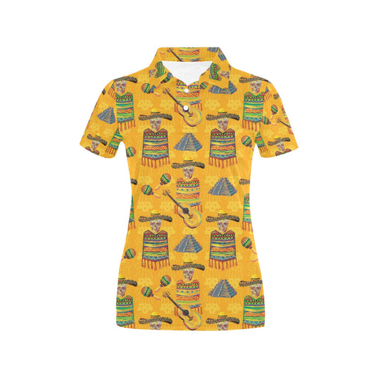 Maracas Mexican Style Pattern Print Design 02 Women's Polo Shirt
