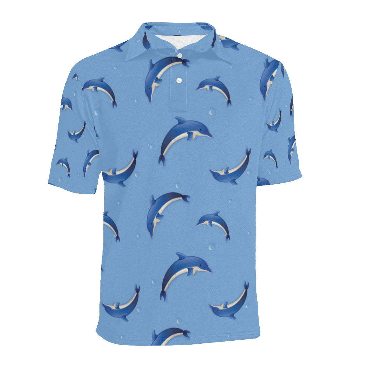 Dolphin Blue Print Men Polo Shirt