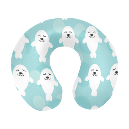 Sea Lion Baby Pattern Print Design 01 U-Shaped Travel Neck Pillow