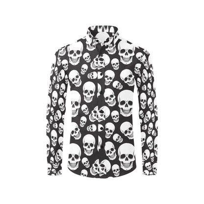 Skull Print Design LKS301 Men's Long Sleeve Dress Shirt