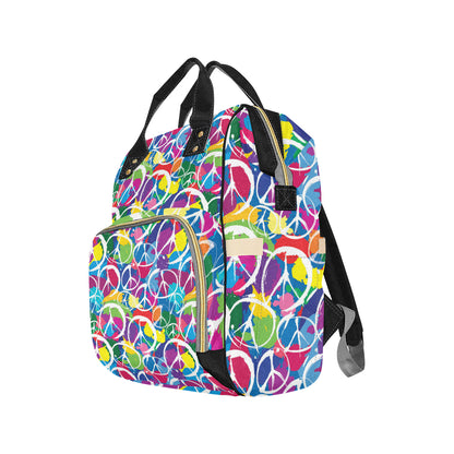 Peace Sign Colorful Pattern Print Design A02 Diaper Bag Backpack