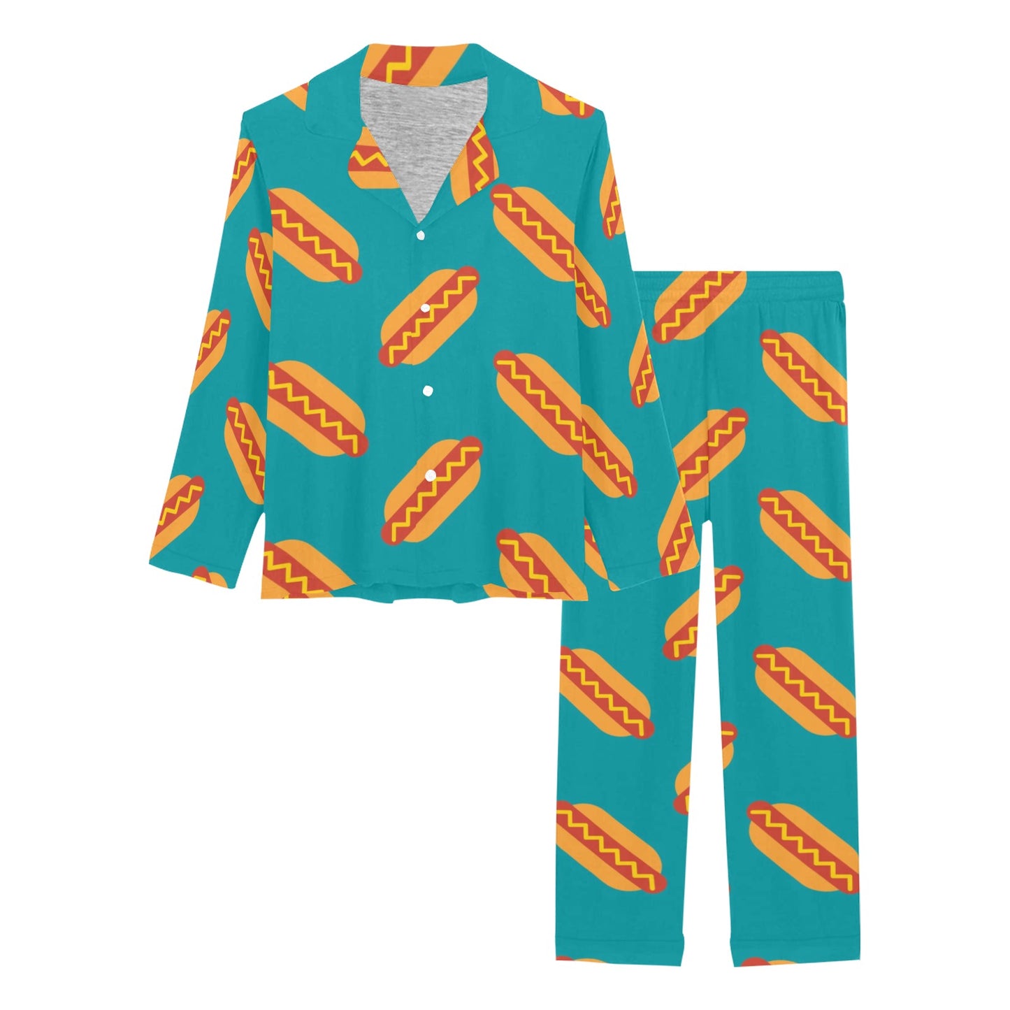 Hot Dog Pattern Print Design 03 Women's Long Pajama Set