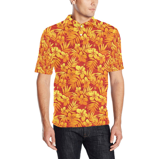 Hibiscus Summer Print Design LKS302 Men Polo Shirt