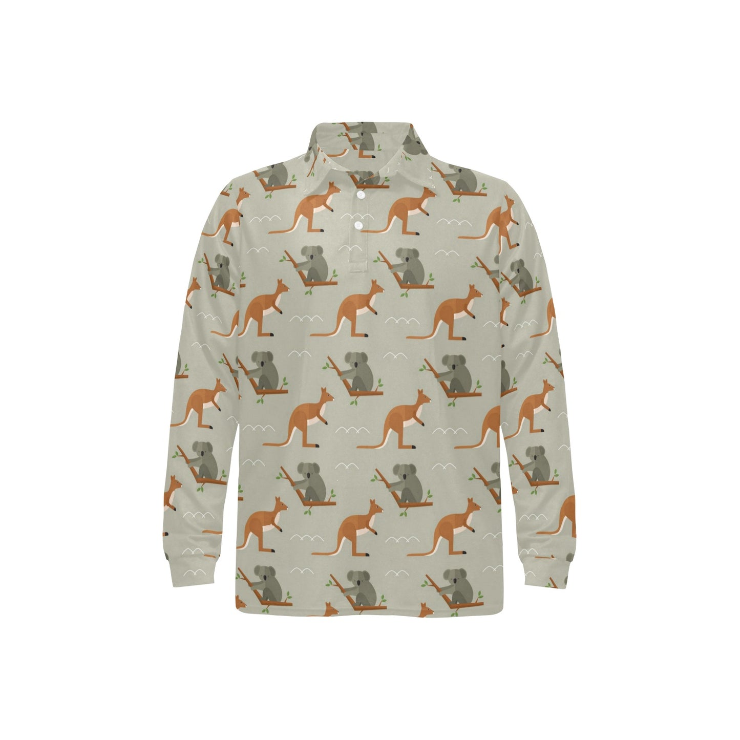 Koala Pattern Print Design 03 Long Sleeve Polo Shirt For Men's