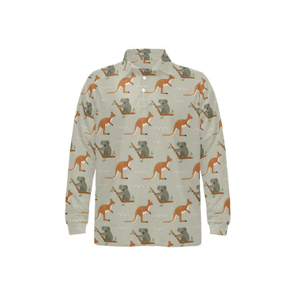 Koala Pattern Print Design 03 Long Sleeve Polo Shirt For Men's