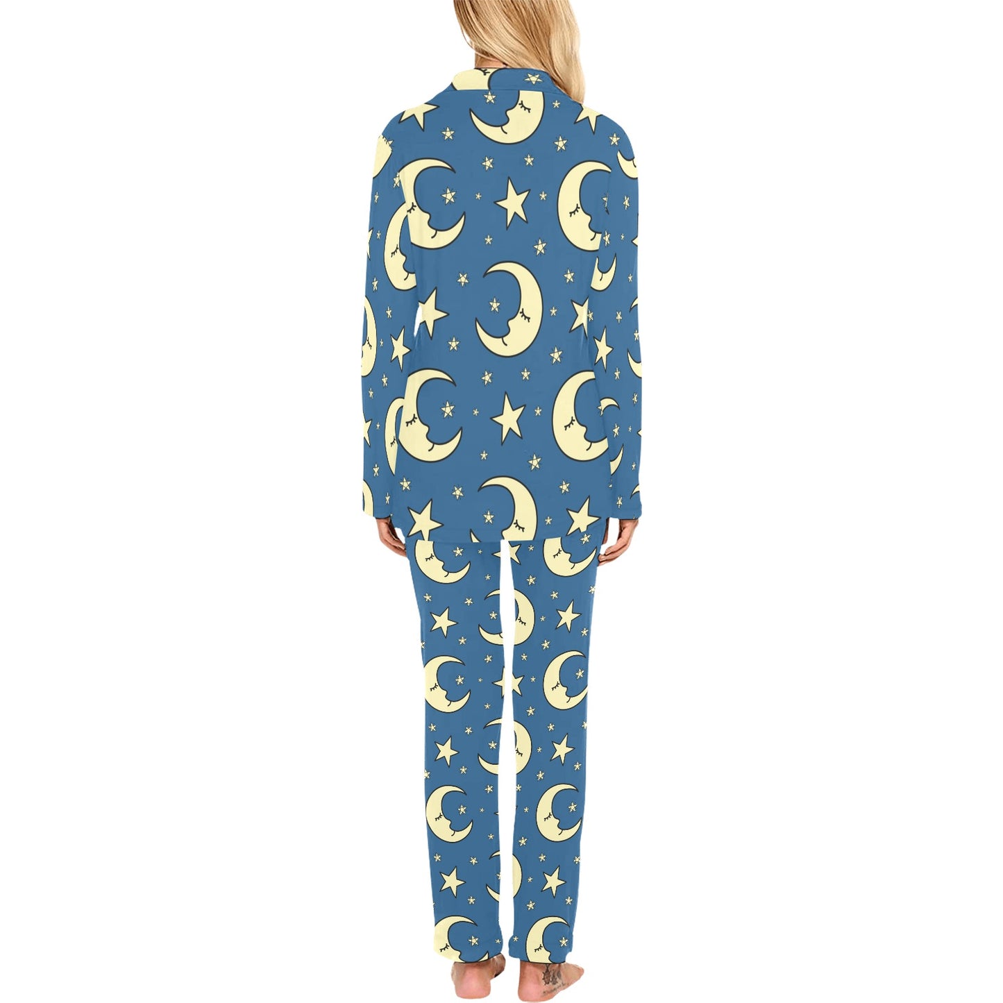 Moon Night Pattern Print Design 03 Women's Long Pajama Set