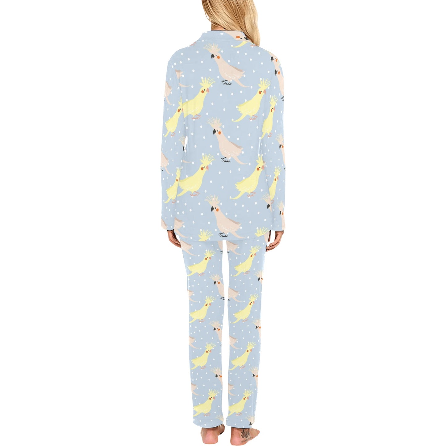 Cockatiel Pattern Print Design 03 Women's Long Pajama Set