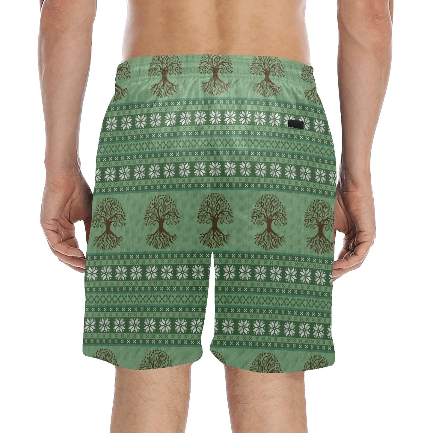 Tree Of Life Knit Style Print Design LKS301 Men's Swim Trunks Beach Shorts