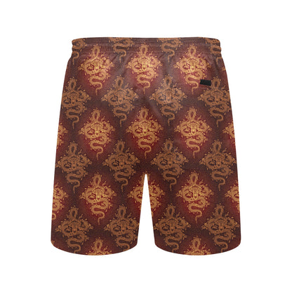 Chinese Dragons Gold Design Men's Swim Trunks Beach Shorts