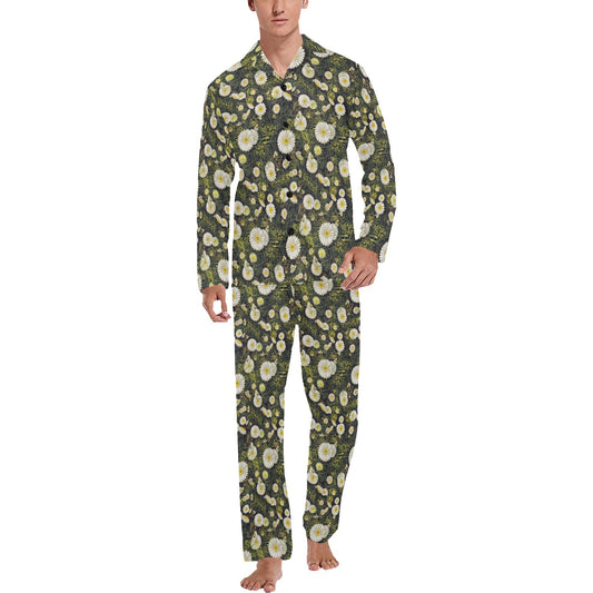 Daisy Pattern Print Design 03 Men's Long Pajama Set