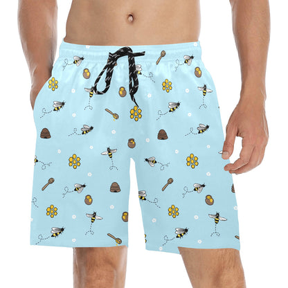 Honey Bee Print Design LKS307 Men's Swim Trunks Beach Shorts