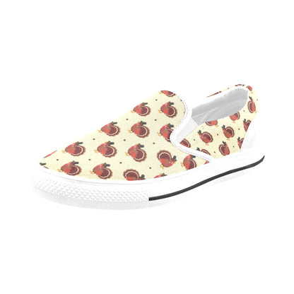Thanksgiving Print Design LKS3010 White Slip Ons Canvas Women's Shoes