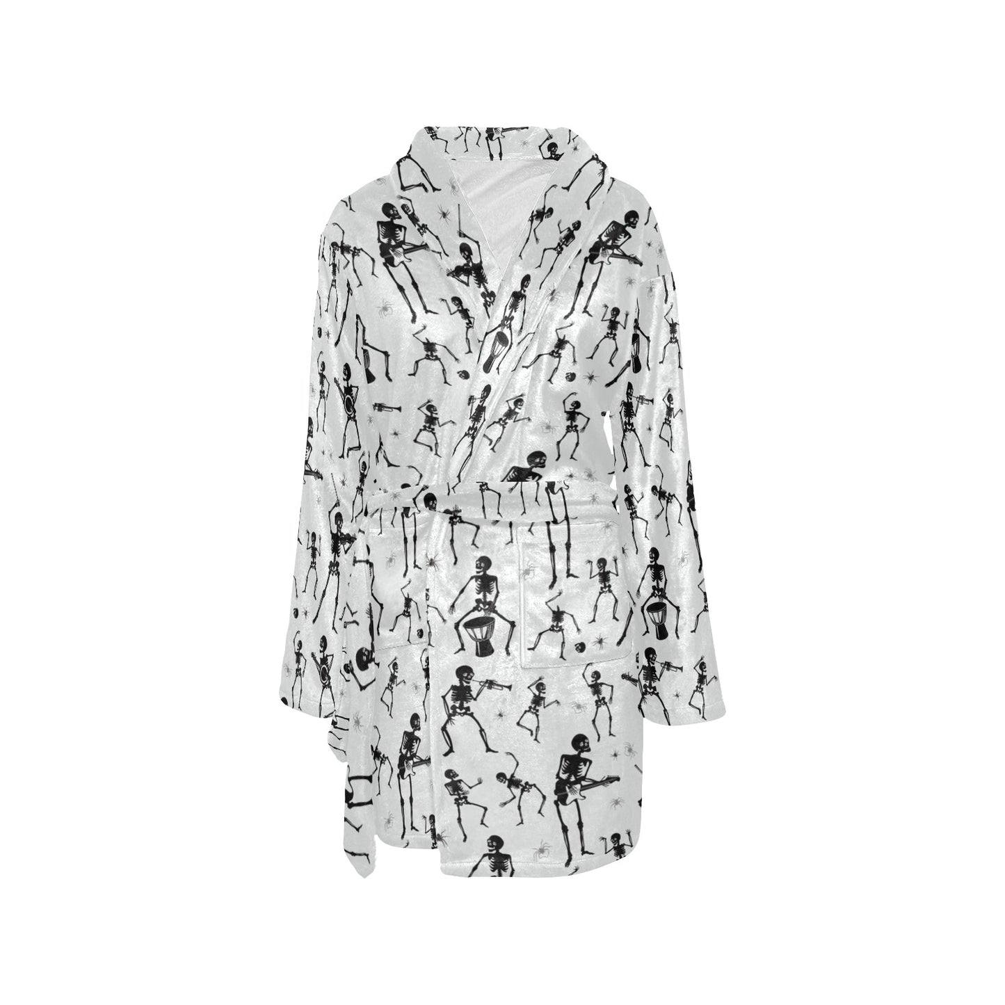 Skeleton Music Player Print Design LKS303 Women's Fleece Robe
