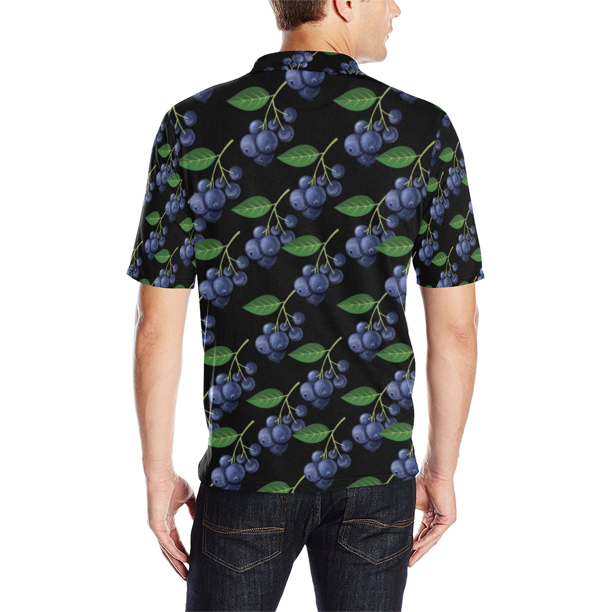 Blueberry Pattern Print Design BB01 Men Polo Shirt