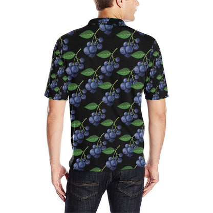 Blueberry Pattern Print Design BB01 Men Polo Shirt