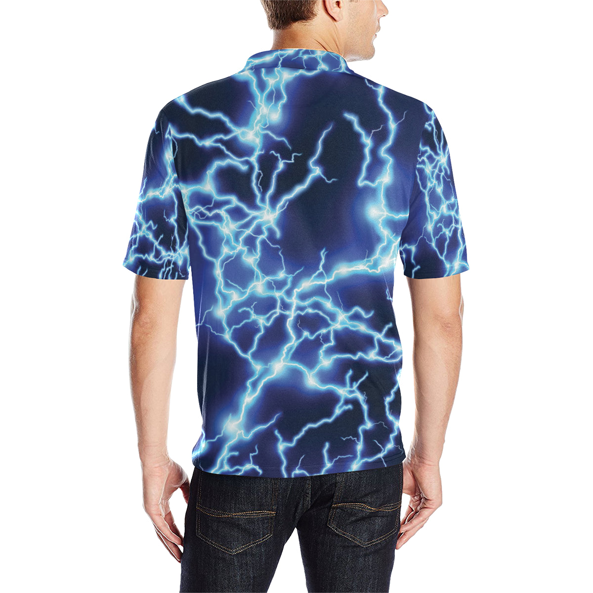 Lightning Thunder Pattern Print Design 04 Men Polo Shirt