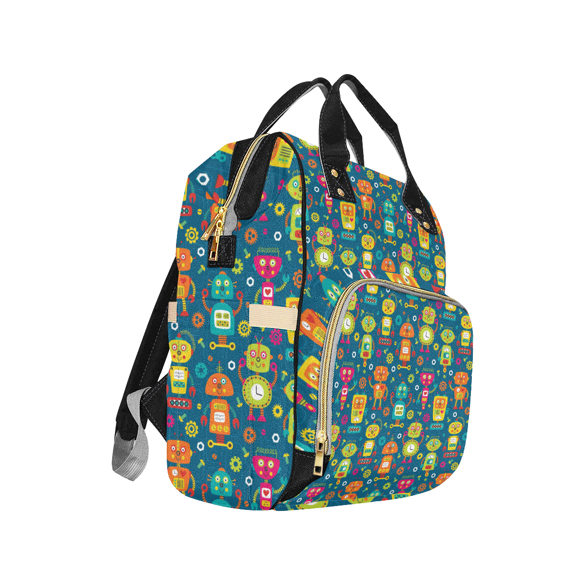 Robot Pattern Print Design A04 Diaper Bag Backpack