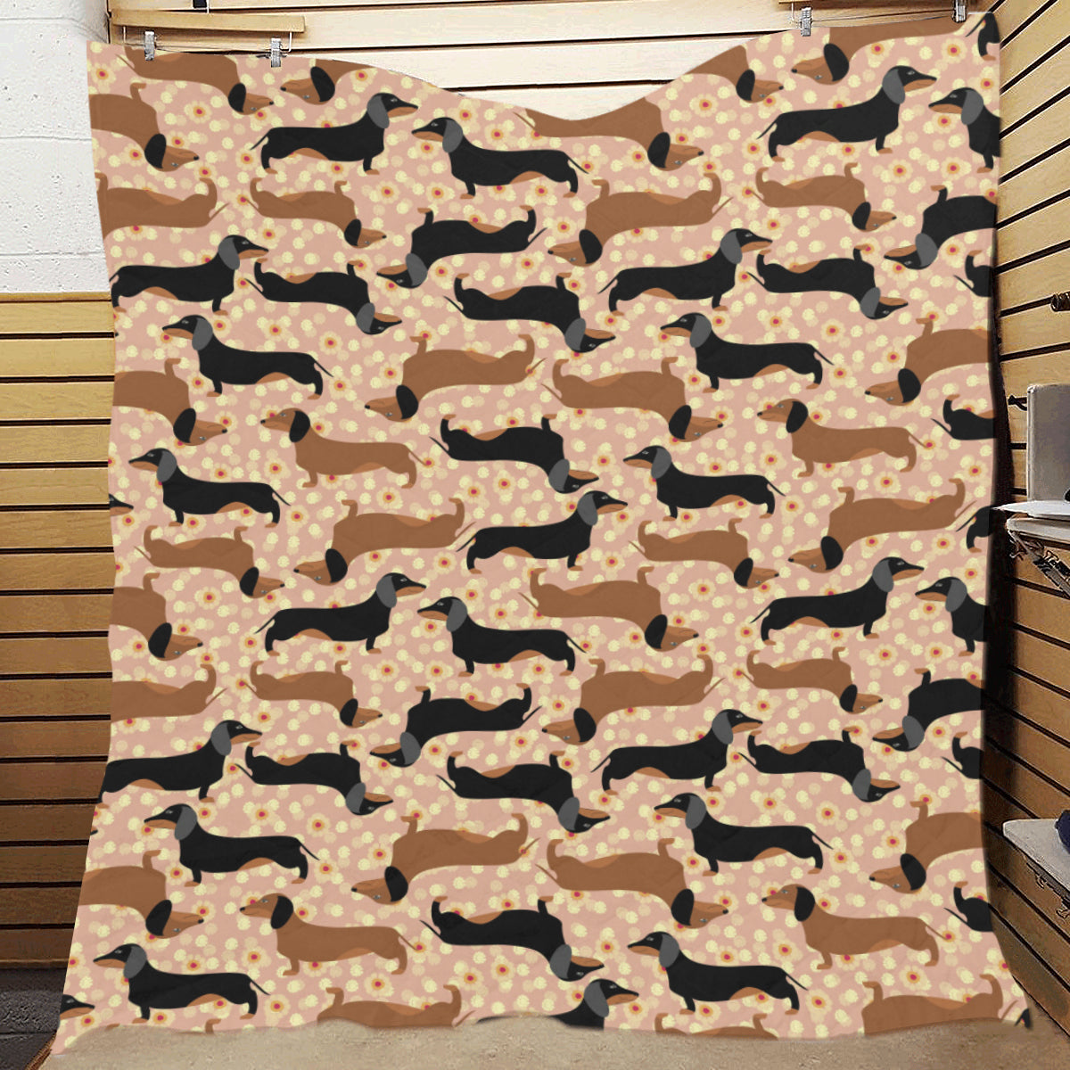 Dachshund Pattern Print Design 011 Premium Quilt