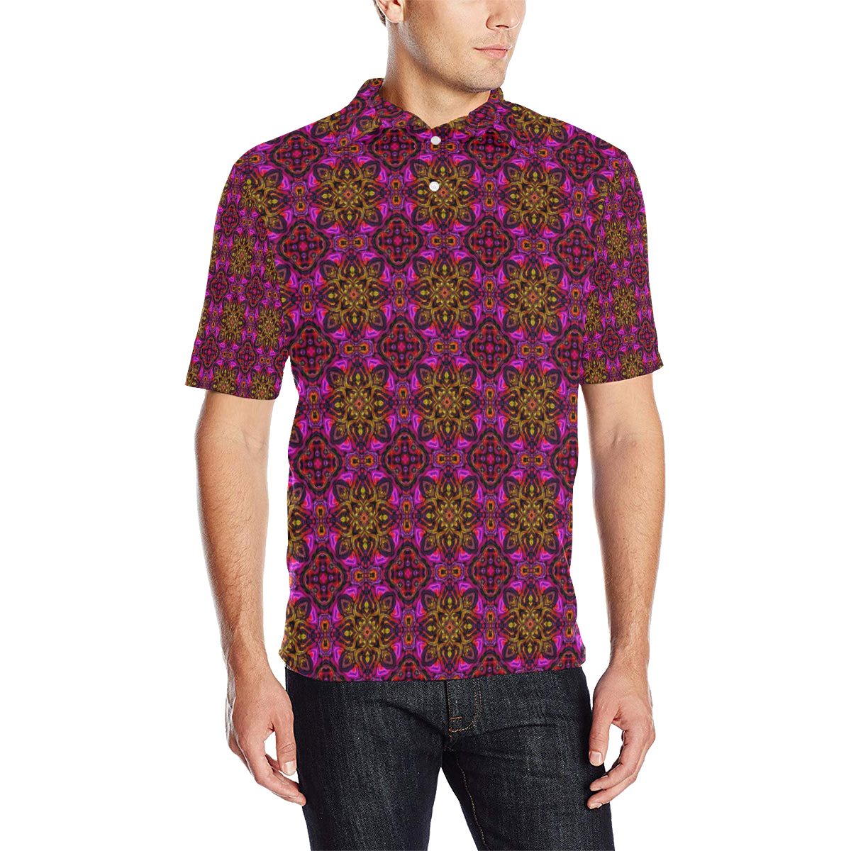 kaleidoscope Abstract Print Design Men Polo Shirt