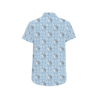 Scottish Terriers Print Design LKS308 Men Short Sleeve Button Up Shirt