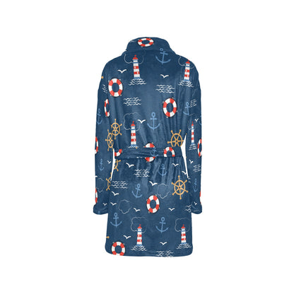Nautical Pattern Print Design A06 Women's Fleece Robe
