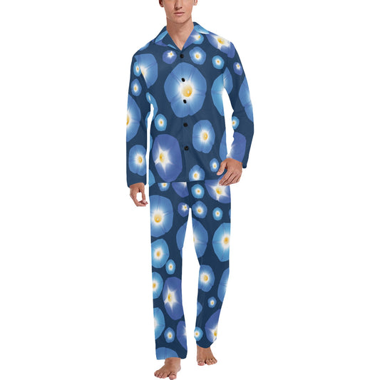 Morning Glory Pattern Print Design 02 Men's Long Pajama Set
