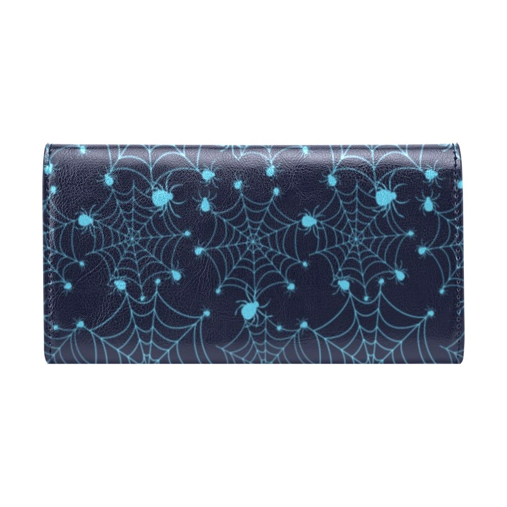 Spider Web Blue Print Design LKS304 Women's Trifold Wallet