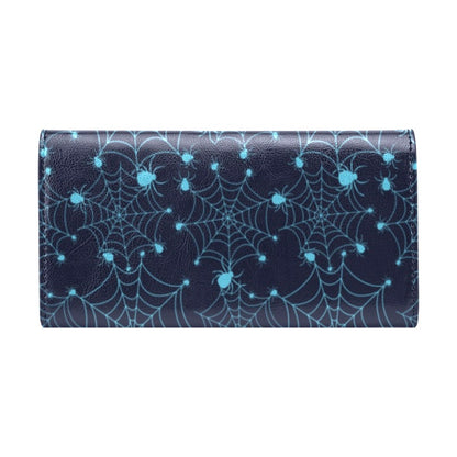 Spider Web Blue Print Design LKS304 Women's Trifold Wallet