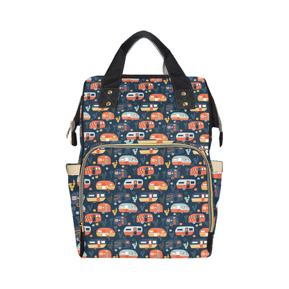 Camper Caravan Print Pattern Diaper Bag Backpack