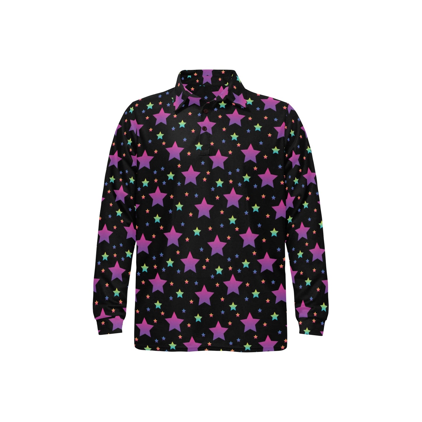 Star Print Design LKS305 Long Sleeve Polo Shirt For Men's
