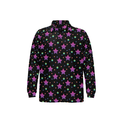 Star Print Design LKS305 Long Sleeve Polo Shirt For Men's
