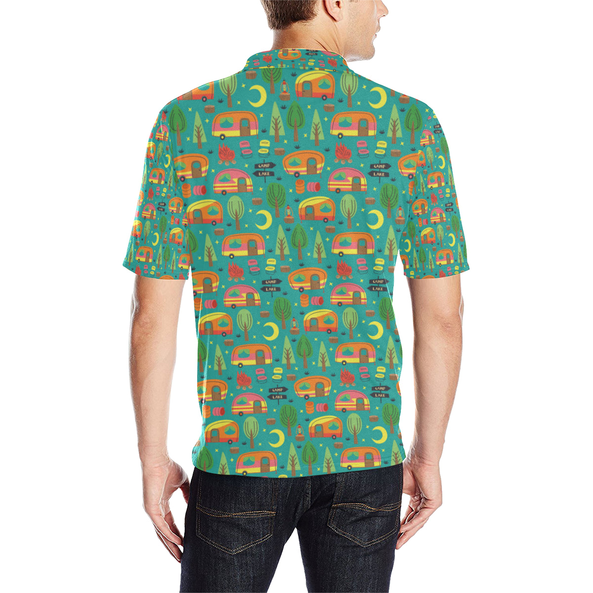 Camping Camper Pattern Print Design 05 Men Polo Shirt