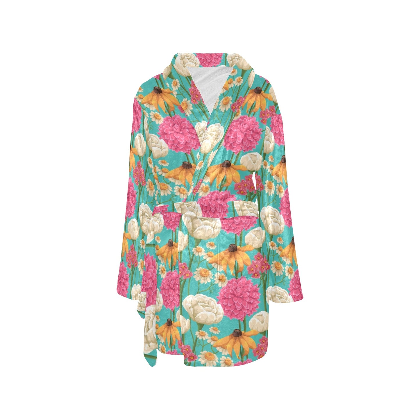 Summer Floral Pattern Print Design SF07 Women's Fleece Robe