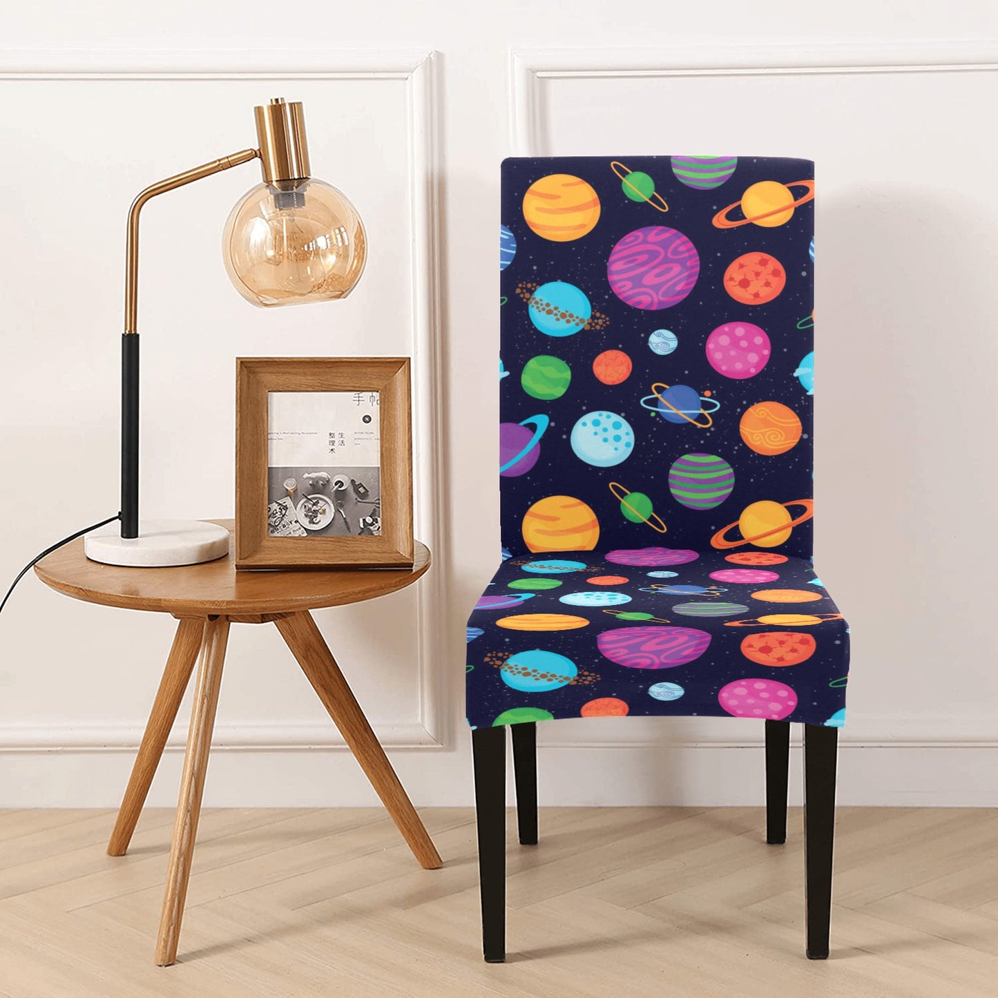 Planet Multicolor Print Design LKS302 Dining Chair Slipcover