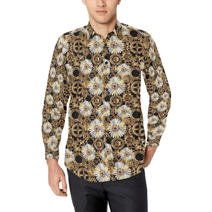 Steampunk Print Design LKS305 Men's Long Sleeve Dress Shirt