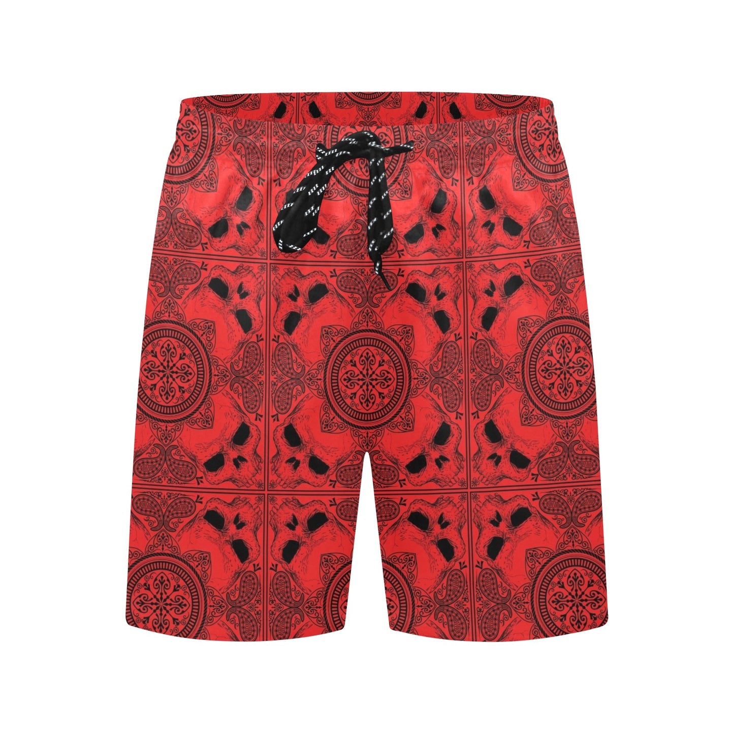 Bandana Red Print Design LKS304 Men's Swim Trunks Beach Shorts