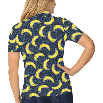 Banana Pattern Print Design BA09 Women's Polo Shirt