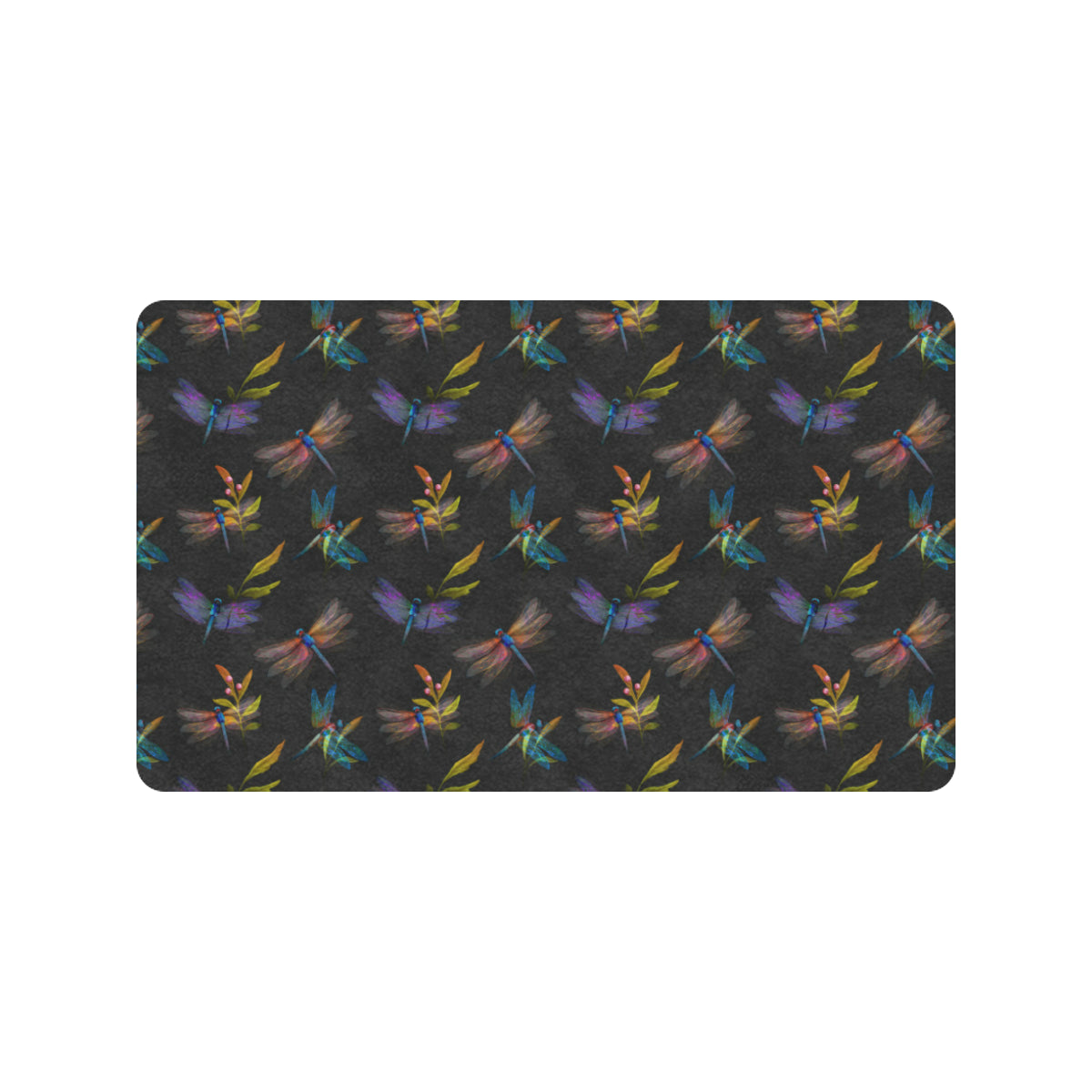 Dragonfly Colorful Realistic Print Rubber Doormat