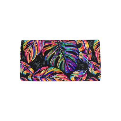 Neon Color Tropical Palm Leaves Women's Trifold Wallet