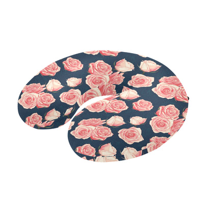 Rose Pattern Print Design A03 U-Shaped Travel Neck Pillow