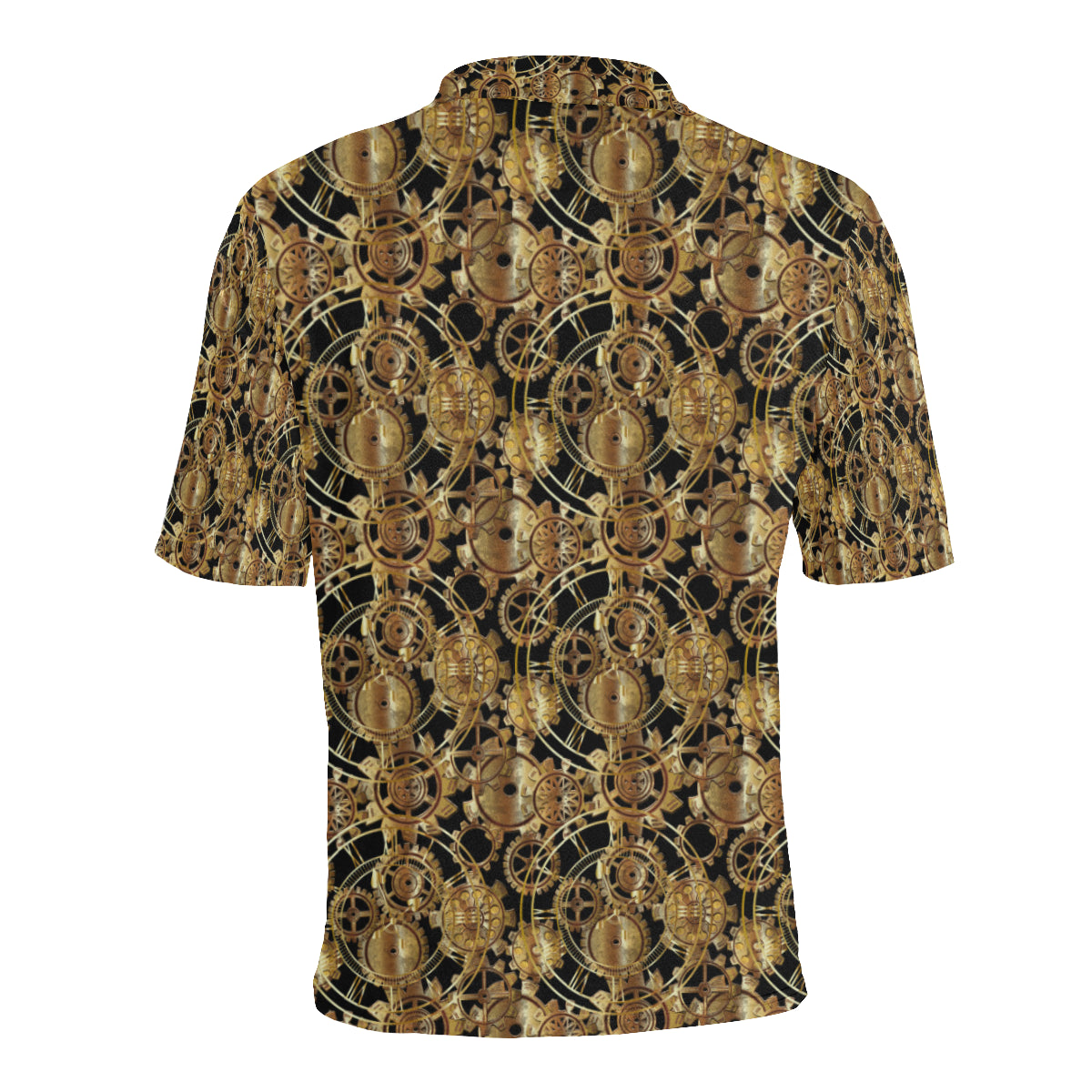 Steampunk Gear Design Themed Print Men Polo Shirt