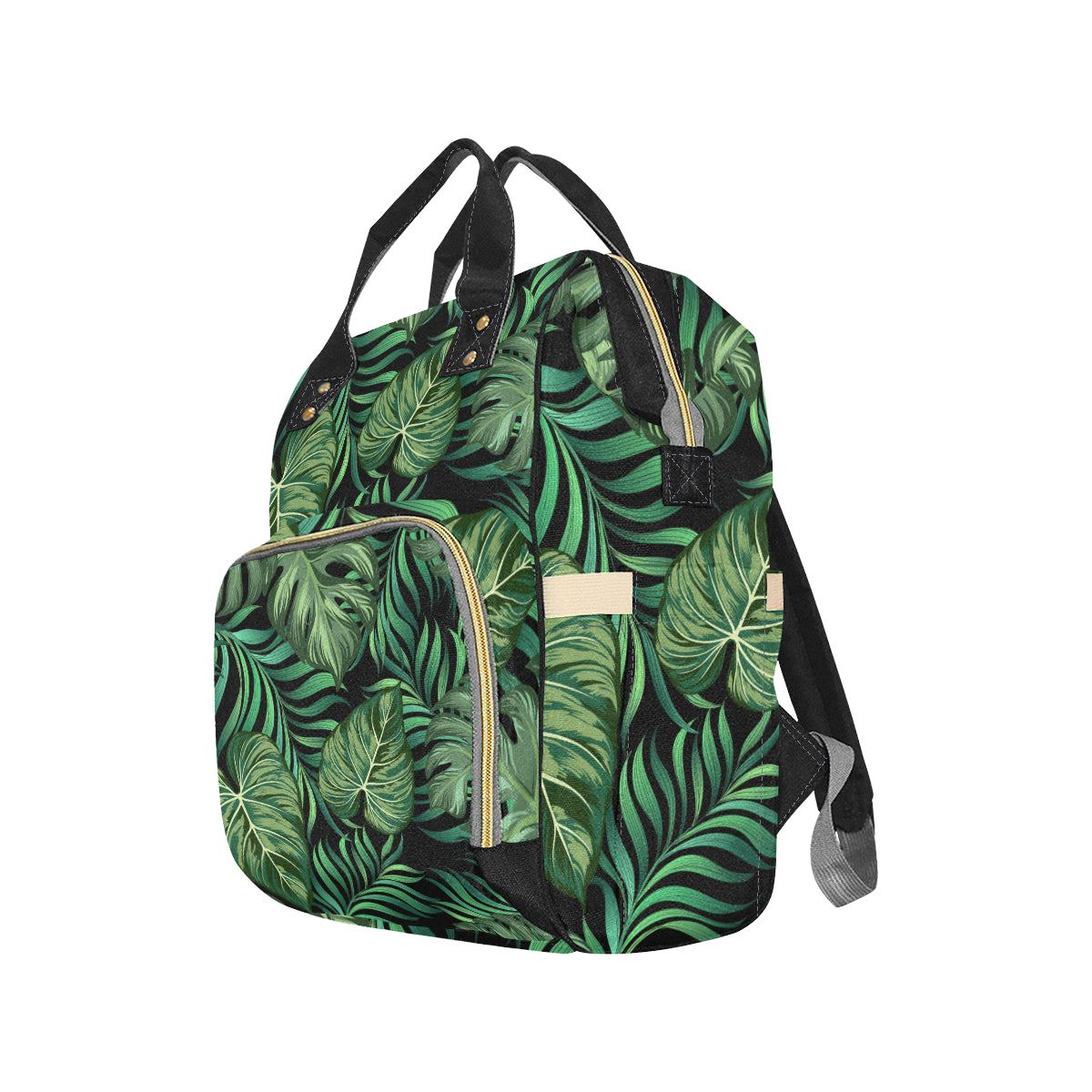 Green Fresh Tropical Palm Leaves Diaper Bag Backpack