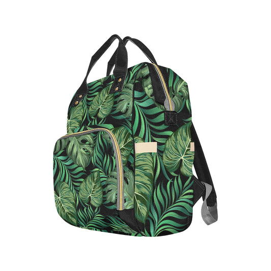 Green Fresh Tropical Palm Leaves Diaper Bag Backpack
