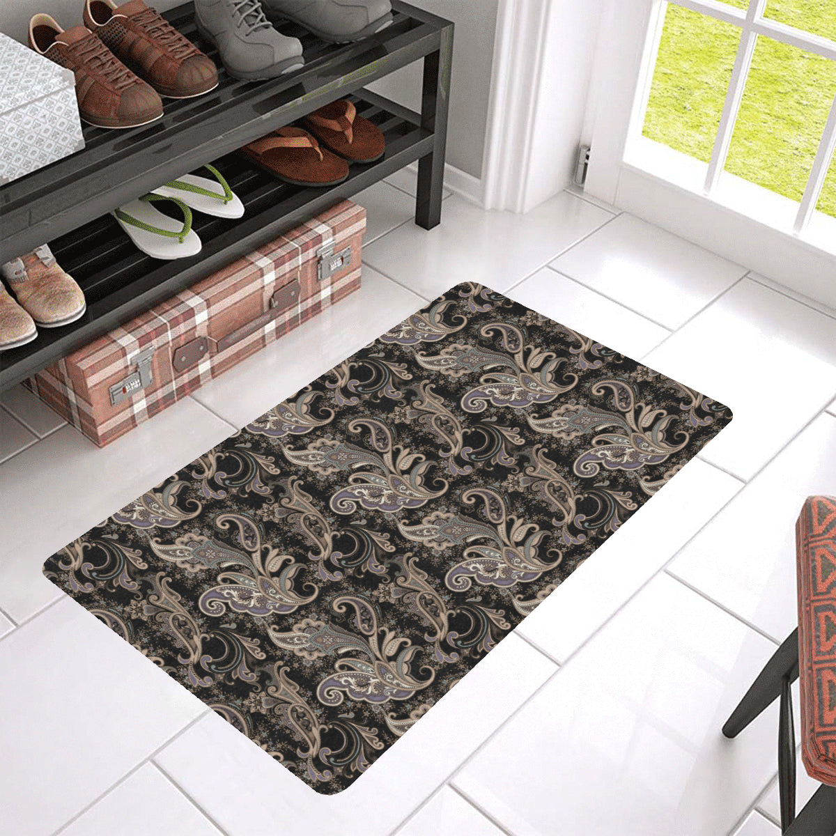 Paisley Mandala Design Print Rubber Doormat