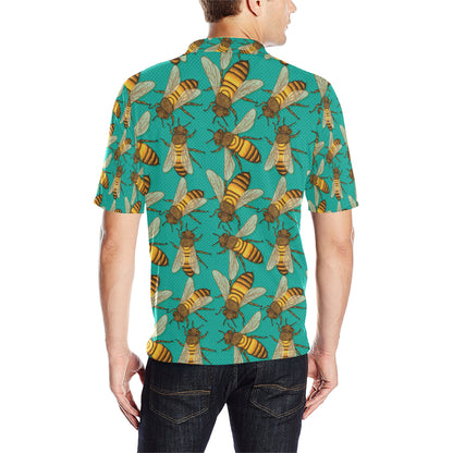 Bee Pattern Print Design BEE04 Men Polo Shirt
