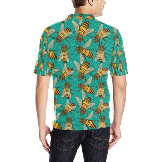 Bee Pattern Print Design BEE04 Men Polo Shirt