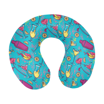 Cocktail Pattern Print Design 03 U-Shaped Travel Neck Pillow