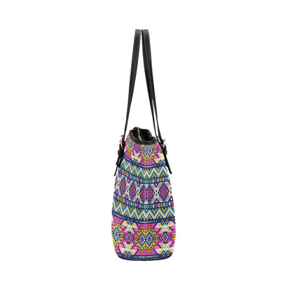 Aztec Pink Geometric Print Pattern Leather Tote Bag